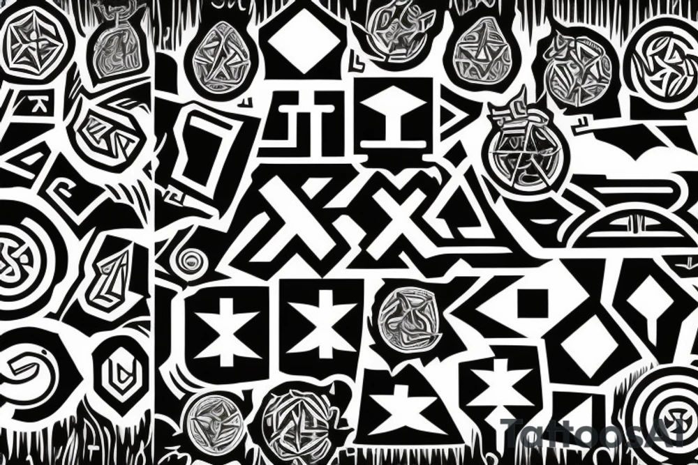 Necromancy Stoic Vivid Pattern Runic tattoo idea