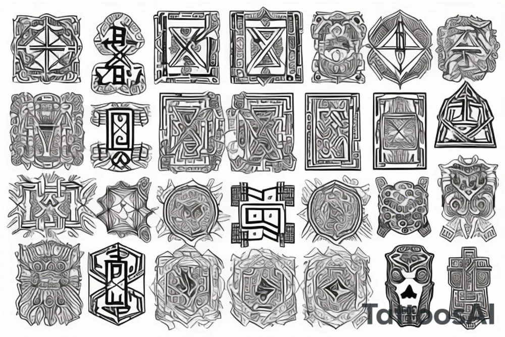 Necromancy Stoic Vivid Pattern Runic tattoo idea