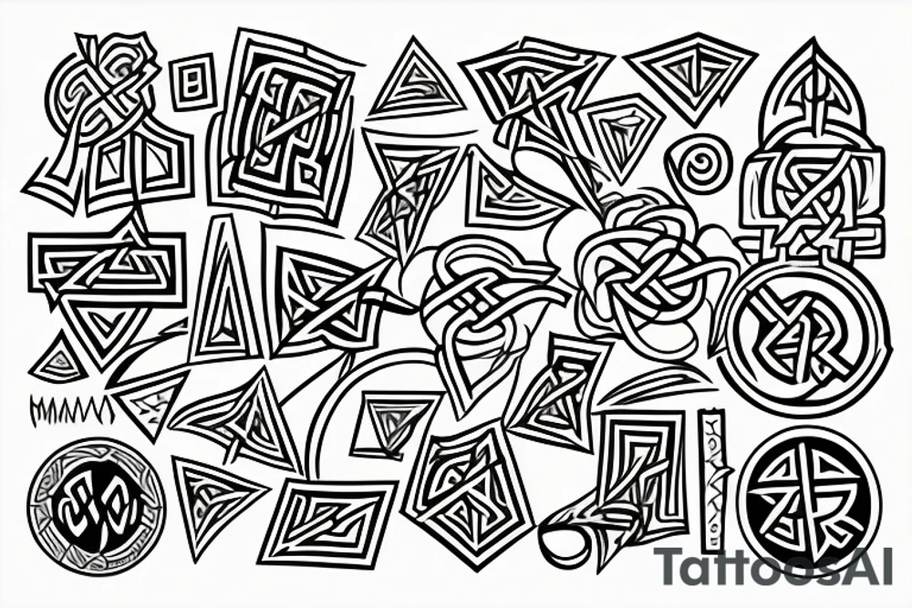 Necromancy Stoic Vivid Pattern Runic tattoo idea