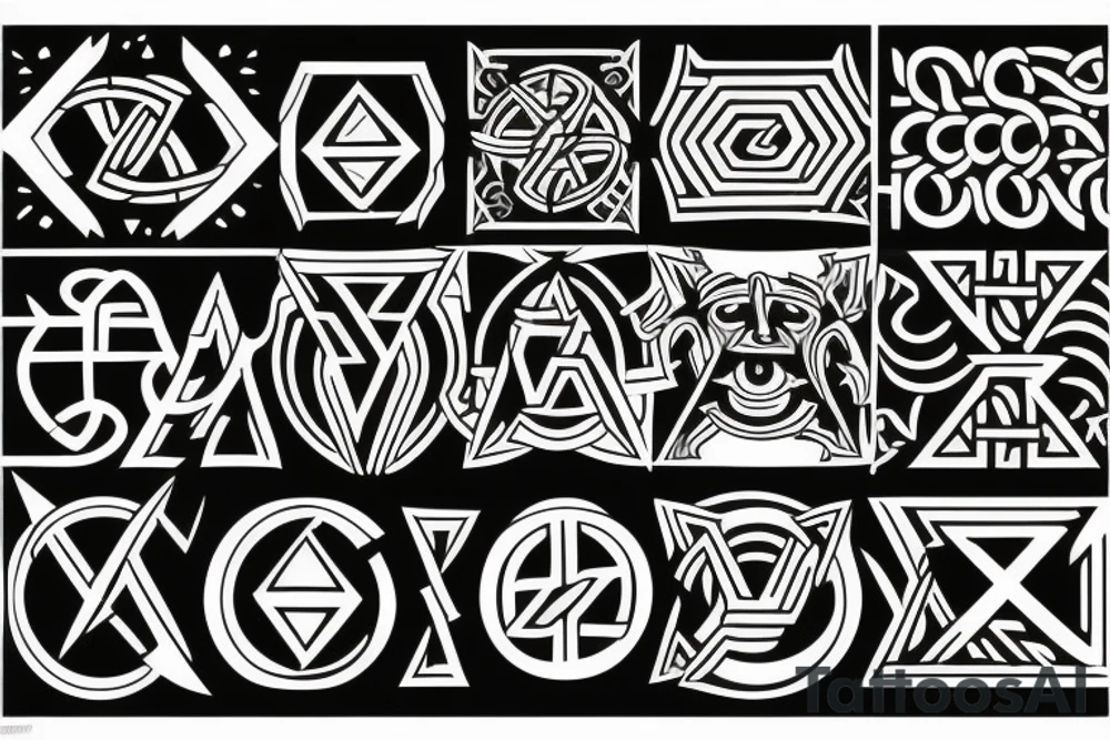 Necromancy Stoic Vivid Pattern Runic tattoo idea