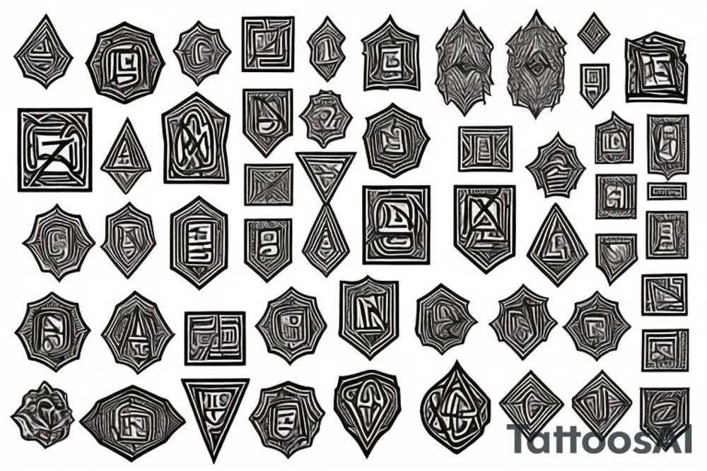 Necromancy Stoic Vivid Pattern Runic tattoo idea