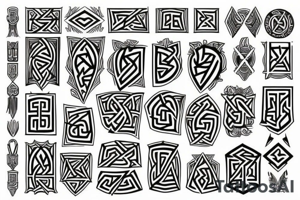 Necromancy Stoic Vivid Pattern Runic tattoo idea