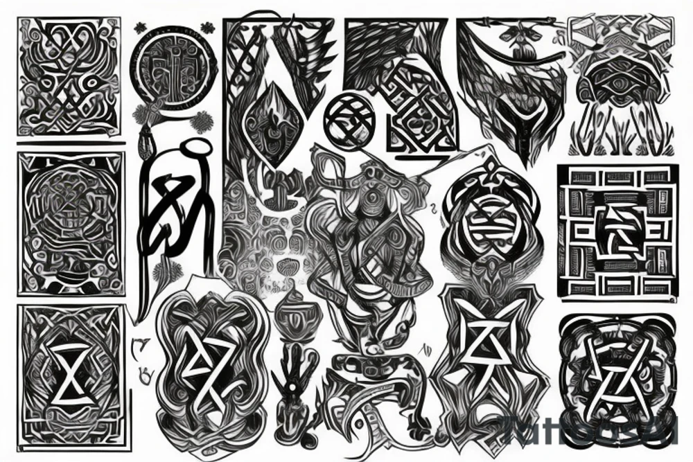 Necromancy Stoic Vivid Pattern Runic tattoo idea