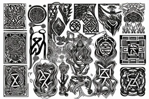 Necromancy Stoic Vivid Pattern Runic tattoo idea