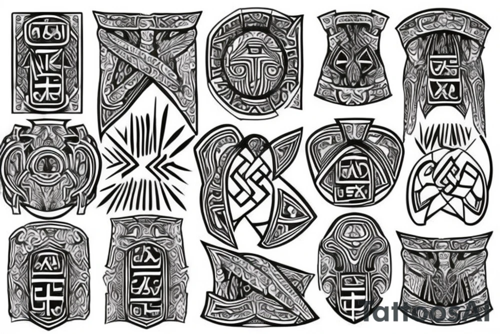 Necromancy Stoic Vivid Pattern Runic tattoo idea