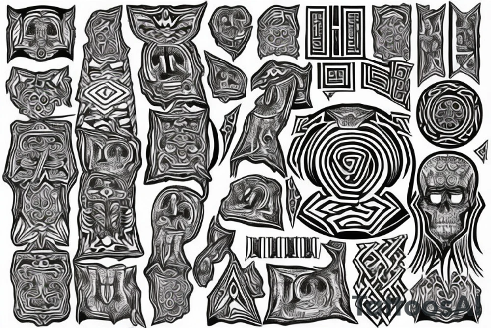 Necromancy Stoic Vivid Pattern Runic tattoo idea