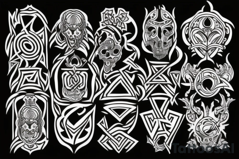 Necromancy Stoic Vivid Pattern Runic tattoo idea