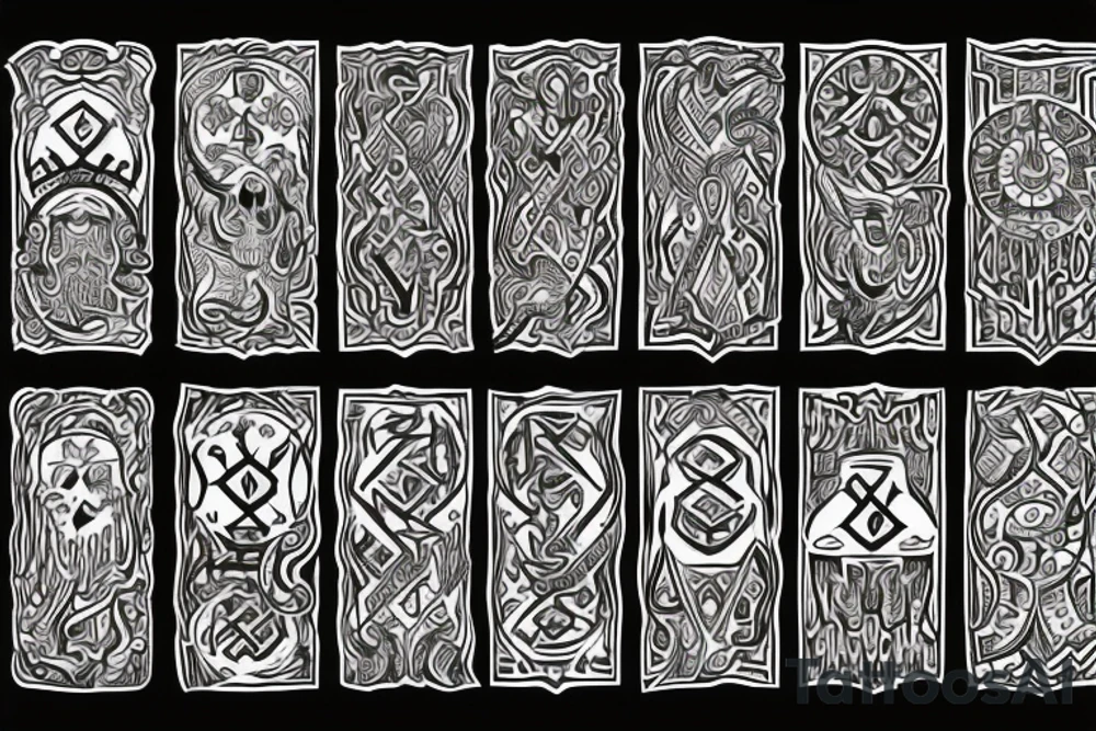 Necromancy Stoic Vivid Pattern Runic tattoo idea