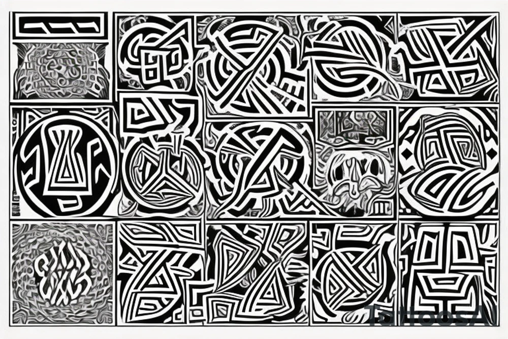 Necromancy Stoic Vivid Pattern Runic tattoo idea