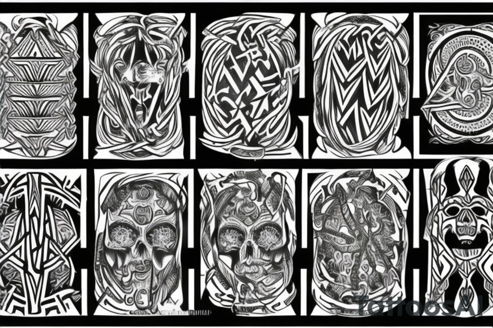 Necromancy Stoic Vivid Pattern Runic tattoo idea