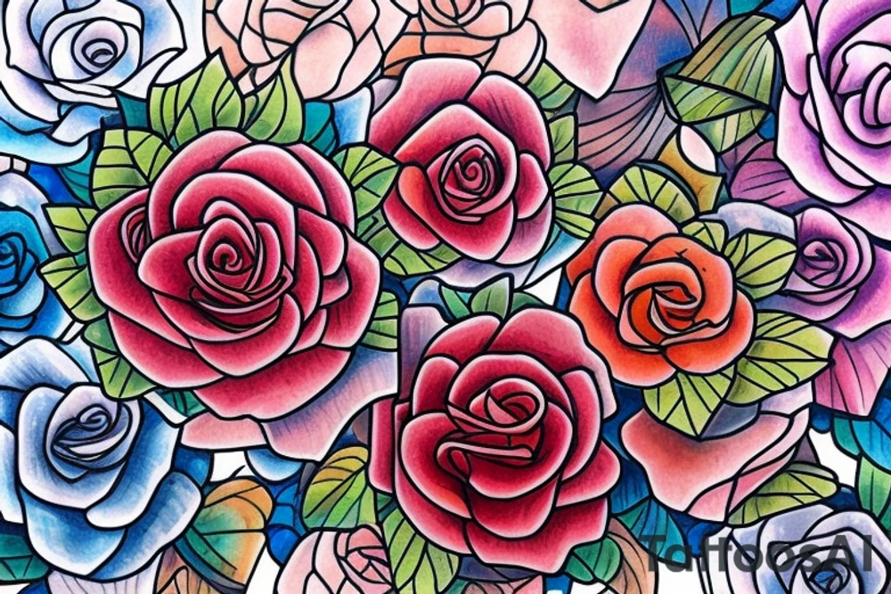 Chains Flower Mural Vivid Intricate Roses tattoo idea