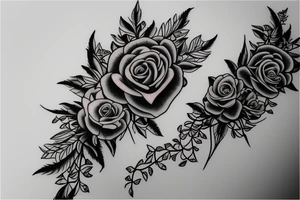 Dhalia mural Beautiful Vivid Intricate Roses Flowers Chains thorns tattoo idea