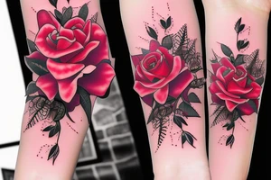 Dhalia mural Beautiful Vivid Intricate Roses Flowers Chains thorns tattoo idea