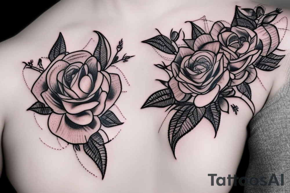 Dhalia mural Beautiful Vivid Intricate Roses Flowers Chains thorns tattoo idea