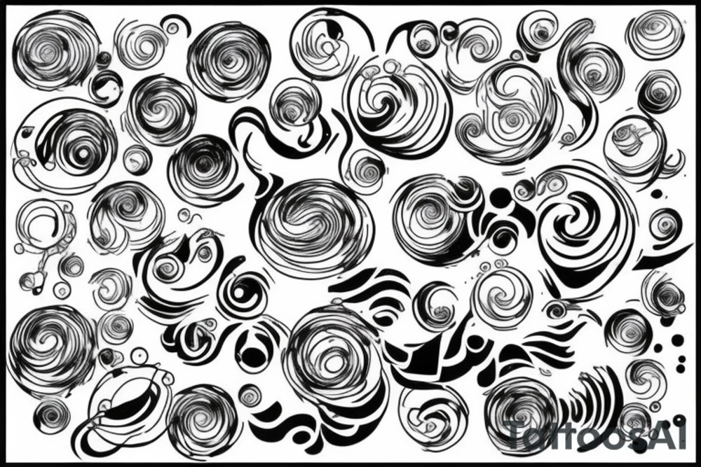 Black bubbles and lines tattoo idea