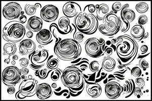 Black bubbles and lines tattoo idea