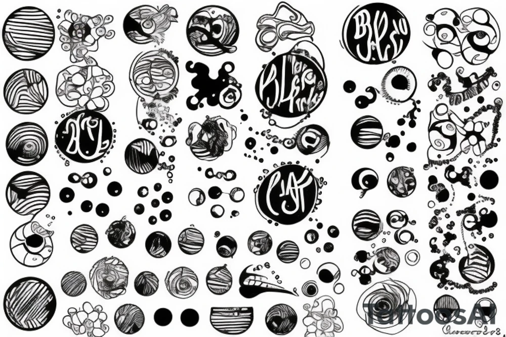 Black bubbles and lines tattoo idea