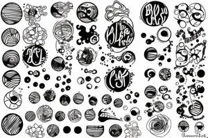 Black bubbles and lines tattoo idea