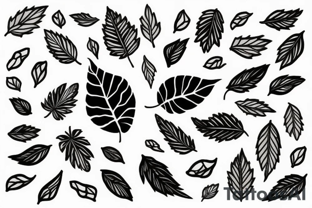 Leaf with holes sleeve tattoo idea