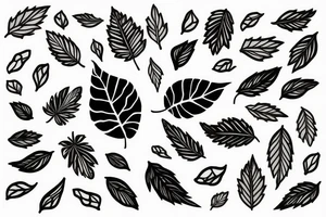 Leaf with holes sleeve tattoo idea