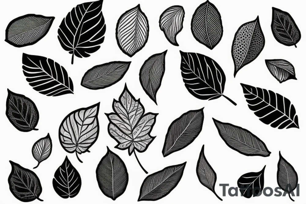 Leaf with holes sleeve tattoo idea