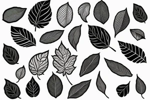 Leaf with holes sleeve tattoo idea