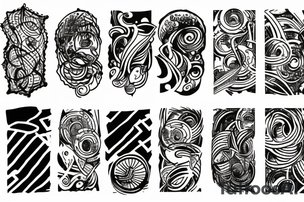 Abstract black lines and holes tattoo idea