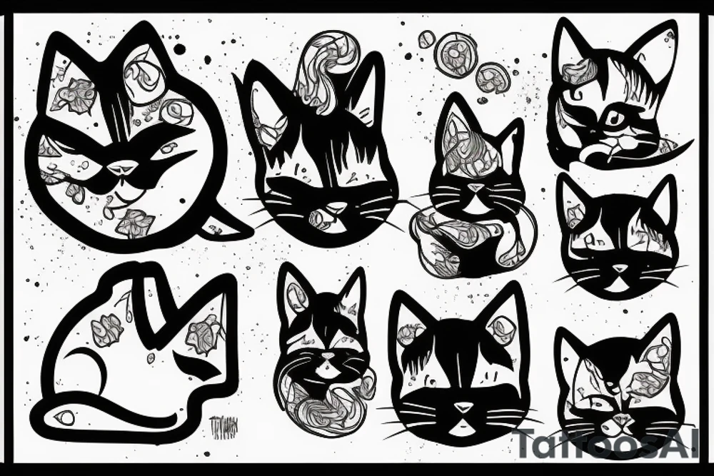 Tiny cat symbol broken glass black tattoo idea