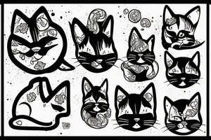 Tiny cat symbol broken glass black tattoo idea