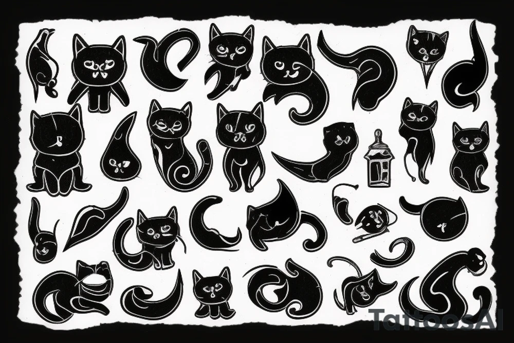 Tiny cat symbol broken glass black tattoo idea