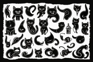 Tiny cat symbol broken glass black tattoo idea