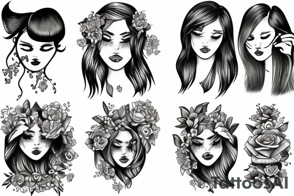 Girl crying tattoo idea