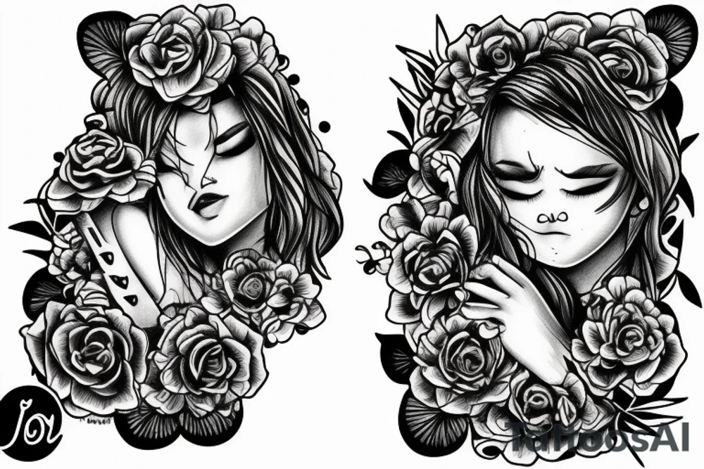 Girl crying tattoo idea