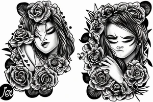 Girl crying tattoo idea
