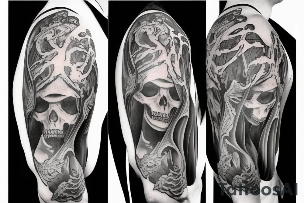 grim reaper wearing a hooded cloak tattoo idea