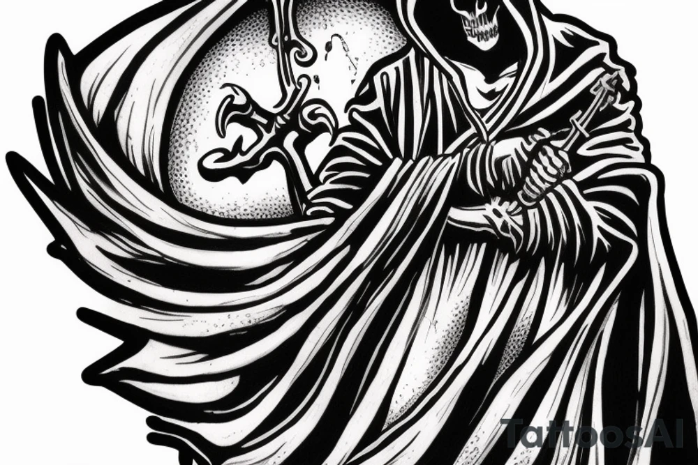 grim reaper wearing a hooded cloak tattoo idea