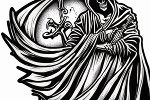 grim reaper wearing a hooded cloak tattoo idea
