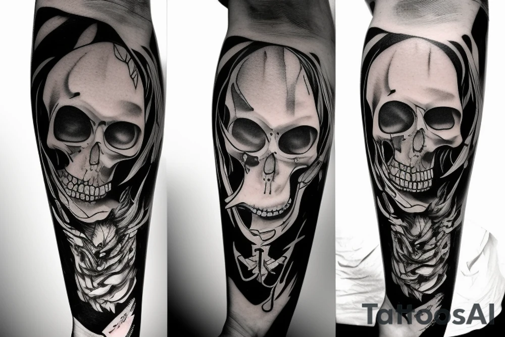 tattoo of a cloaked grim reaper and filler art tattoo idea