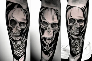 tattoo of a cloaked grim reaper and filler art tattoo idea