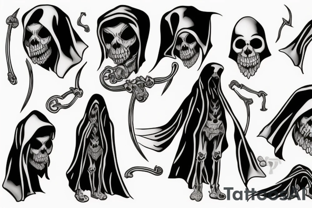 tattoo of a cloaked grim reaper and filler art tattoo idea