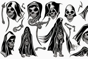 tattoo of a cloaked grim reaper and filler art tattoo idea