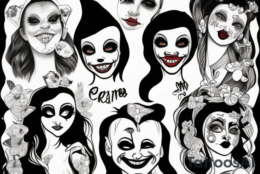 clown girl tattoo tattoo idea
