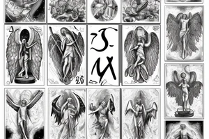 Roman, angels, falling angels, Jesus cross, libra, 7, 12-25-20 Roman numerals , space, time, birds tattoo idea