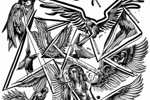 Roman, angels, falling angels, Jesus cross, libra, 7, 12-25-20 Roman numerals , space, time, birds tattoo idea