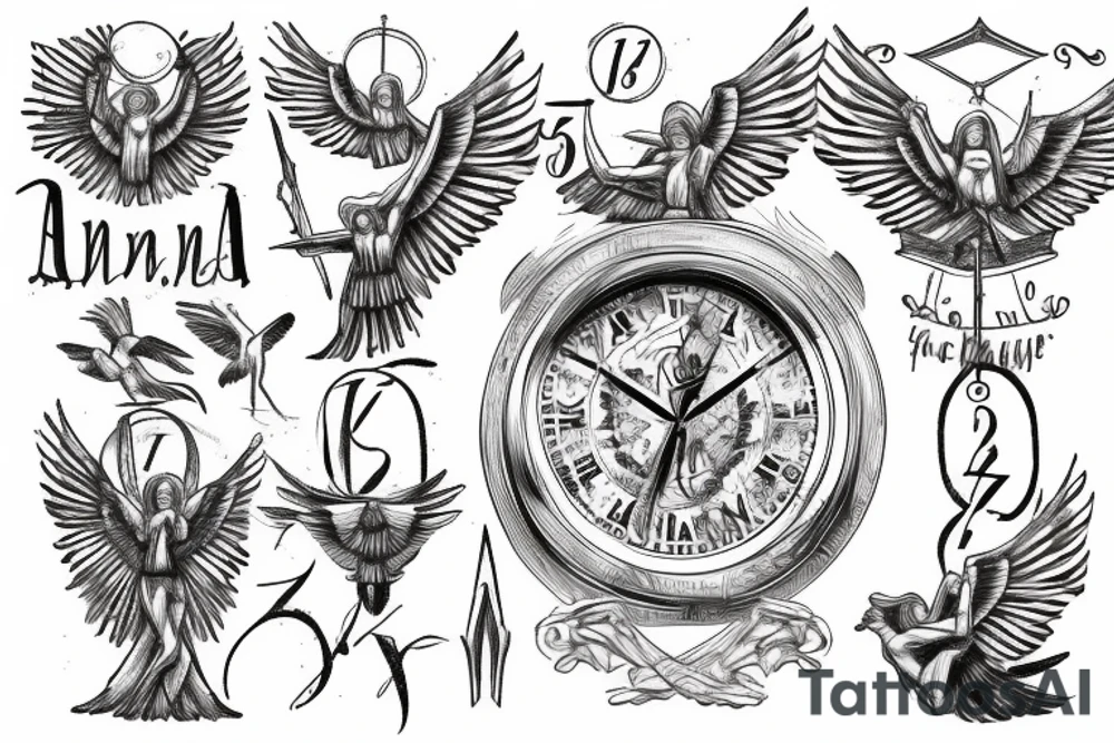 Roman, angels, falling angels, Jesus cross, libra, 7, 12-25-20 Roman numerals , space, time, birds tattoo idea