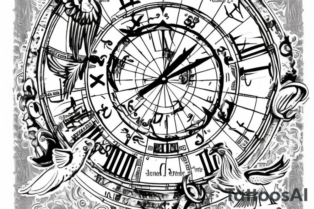 Roman, angels, falling angels, Jesus cross, libra, 7, 12-25-20 Roman numerals , space, time, birds tattoo idea
