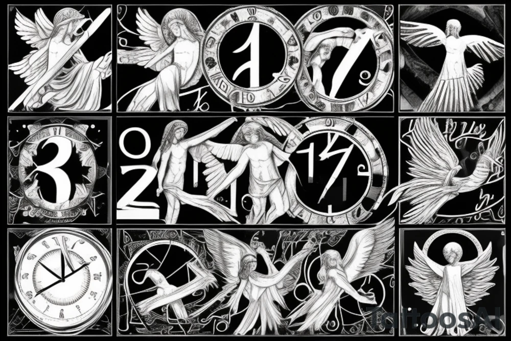 Roman, angels, falling angels, Jesus cross, libra, 7, 12-25-20 Roman numerals , space, time, birds tattoo idea