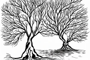 a tree planted by the water that sends out its roots by the stream tattoo idea