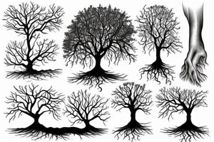 a tree planted by the water that sends out its roots by the stream tattoo idea