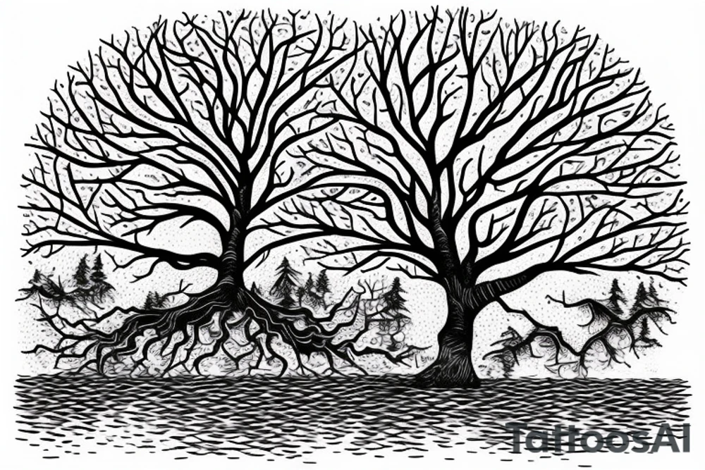 a tree planted by the water that sends out its roots by the stream tattoo idea
